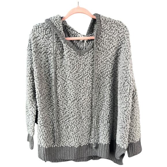 Miracle Sweater gray heavy breathable popcorn hoodie v-neck small/medium NWT - Picture 1 of 7